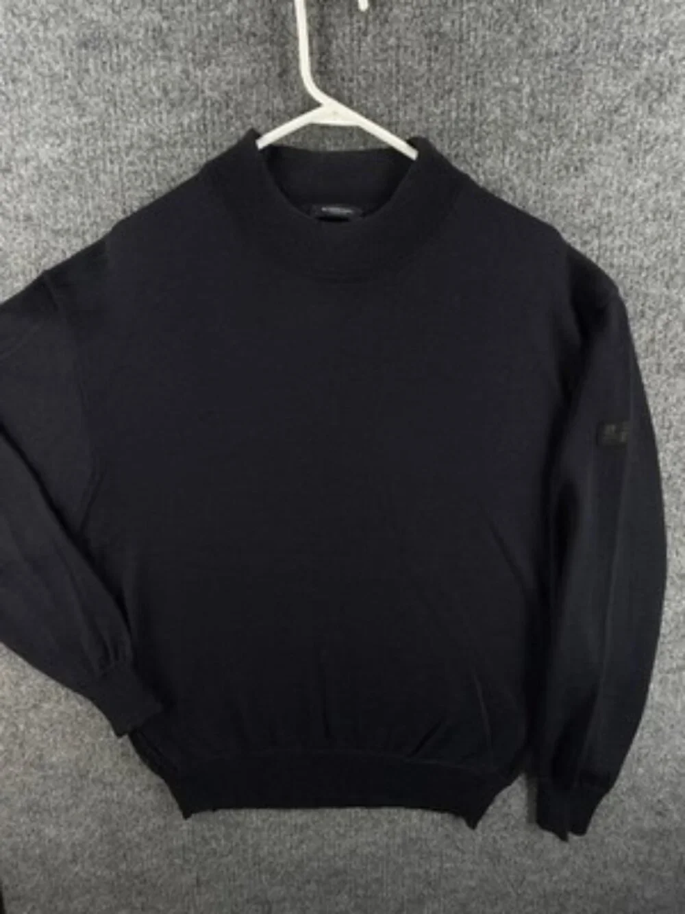 Burberry London Blue Sweater Logo Pullover 22 Medium Wool Long Sleeve Men Knit